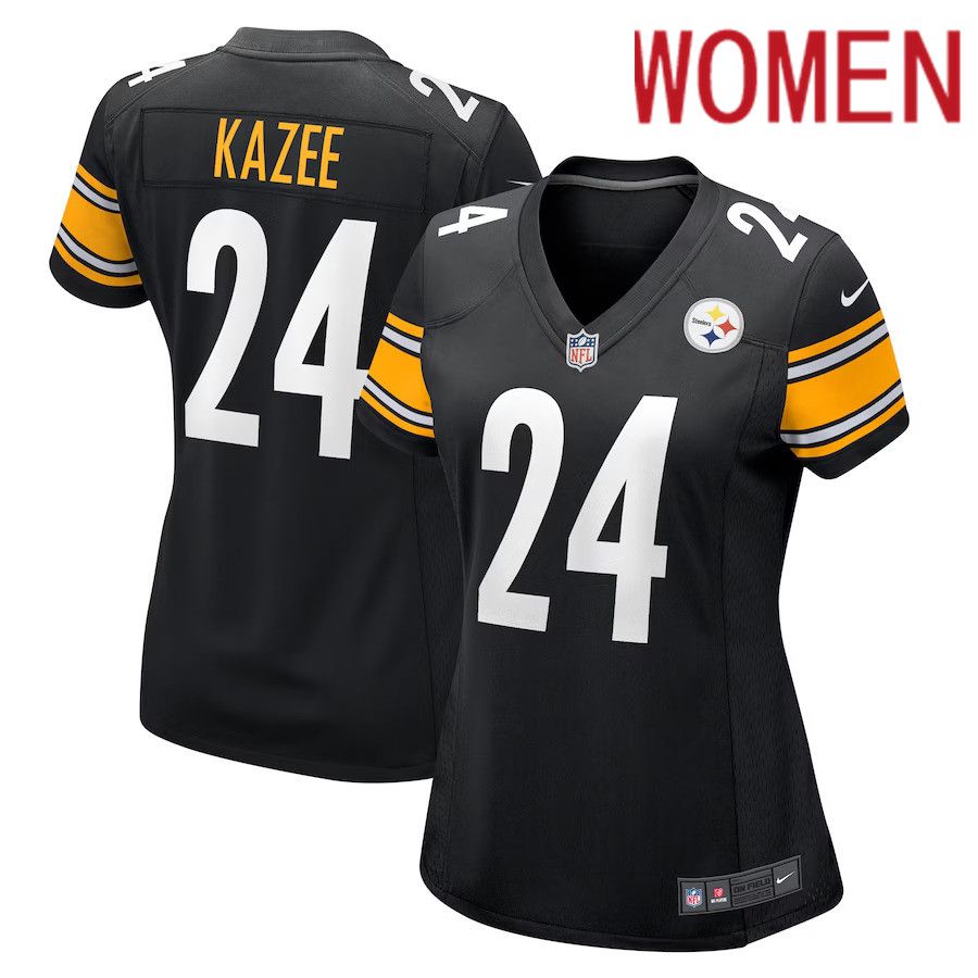 Women Pittsburgh Steelers #24 Damontae Kazee Nike Black Game Player NFL Jersey